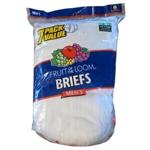 Fruit Of The Loom Vintage Mens White Briefs‎ 7 Pack 2XL 46-48